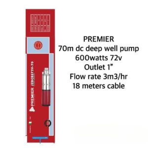Premier 70M DC Deep Well Solar Water Pump 600Watts 72V 1"
