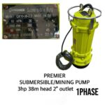 Premier submersible/mining pump 3hp 38m head