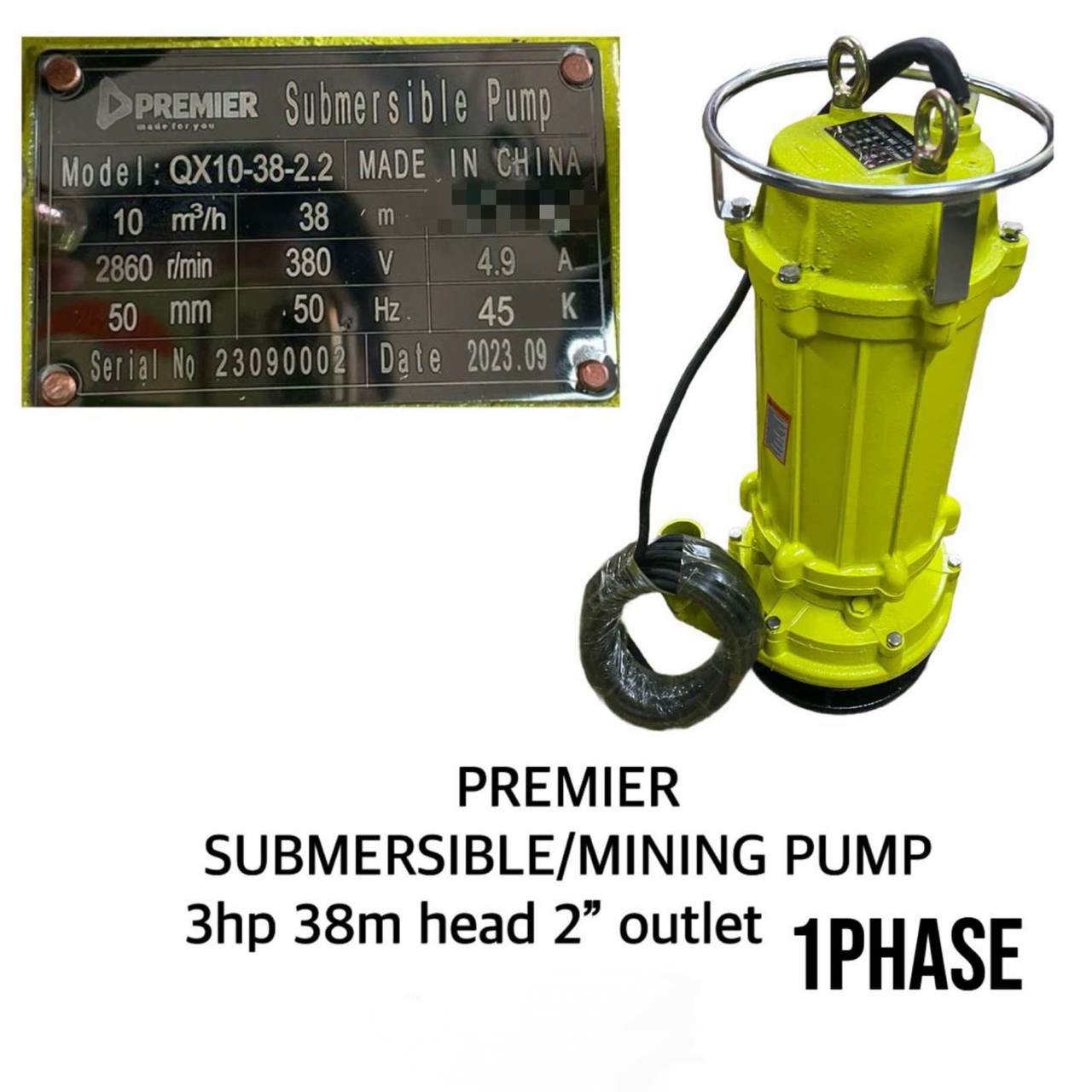 38adb1ef-d13f-45d1-9eae-b707b462798e.jpg Premier submersible/mining pump 3hp 38m head - Image 1