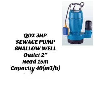 QDX 3hp sewage pump shallow well 15m