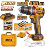 Ingco Compact Brushless Cordless Impact Drill 55Nm 20v - Image 2