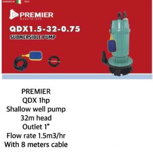 Premier QXD 1HP Shallow well pump 32M head